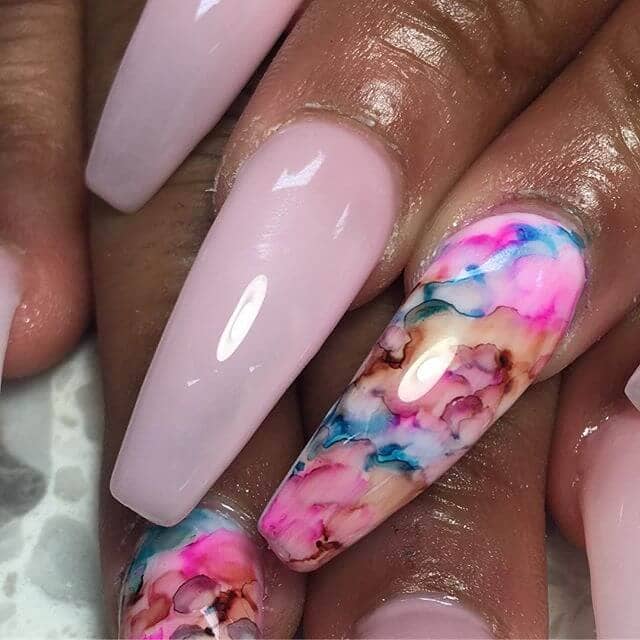 Cute Pastel Watercolor Marbled Manicure