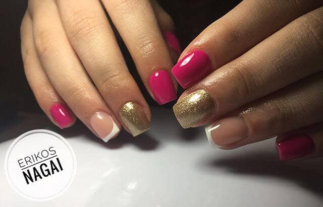 Simple Mixed Media Rose Gold Nail Designs