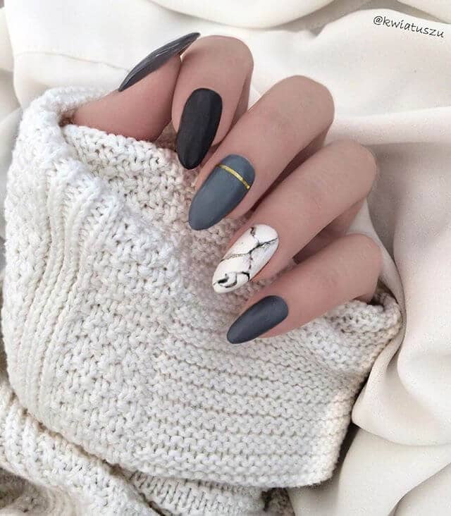 51 Grey Nails With Marble Design | Reviewme Benny