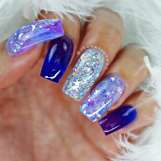 Royal Blue And Silver Nail Ideas