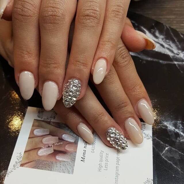  Simple Nude Toned with Silver Diamond Accent