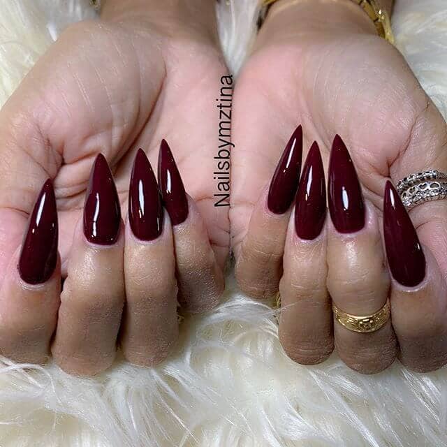 Deep Red Burgundy Nails