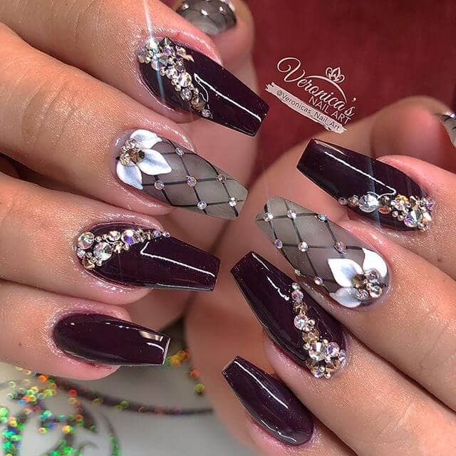 Nail Designs Burgundy And Silver Under Asia