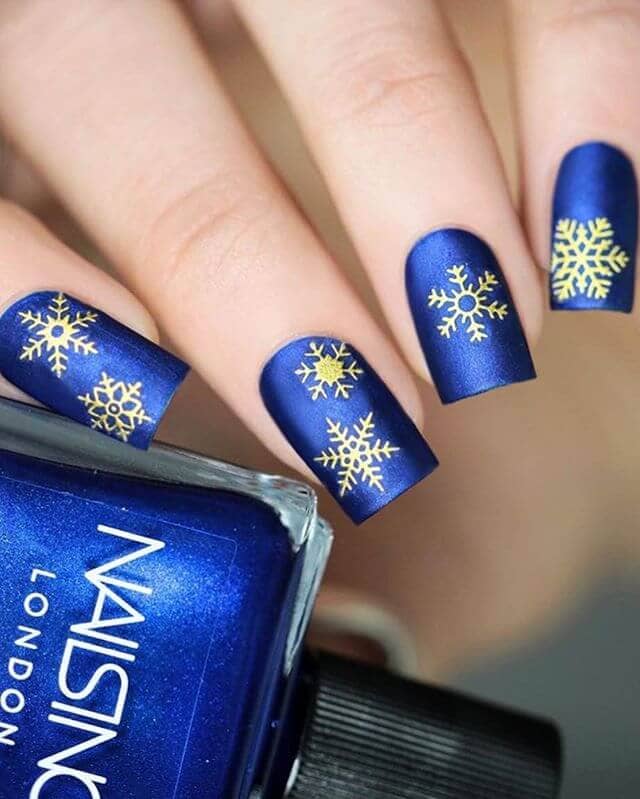  Bright Winter Blue and Golden Decorative Snowflakes