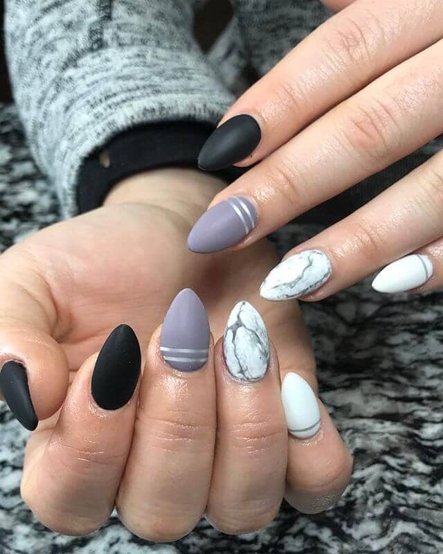 Matte Baby Blue Nails With Marble Matte
