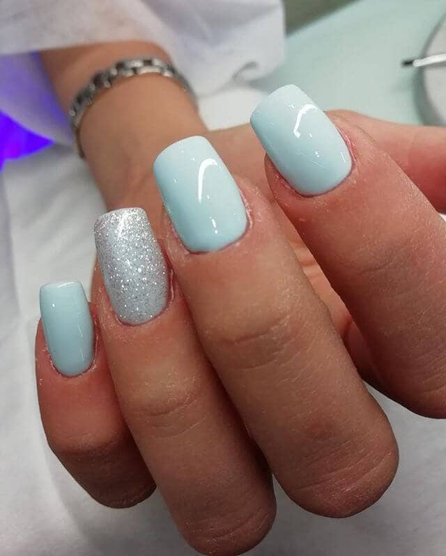 Matte Baby Blue Nails Square Matte