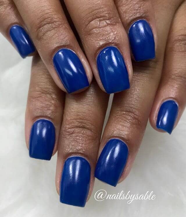 Simple Square Cut Solid Blue Nails