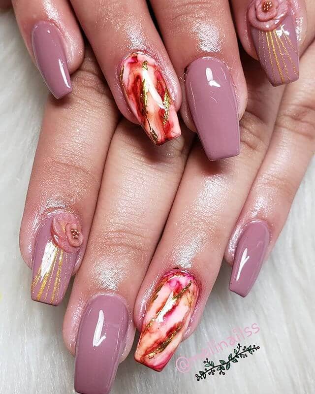 Dusty Rose Sculptured Marble Manicure