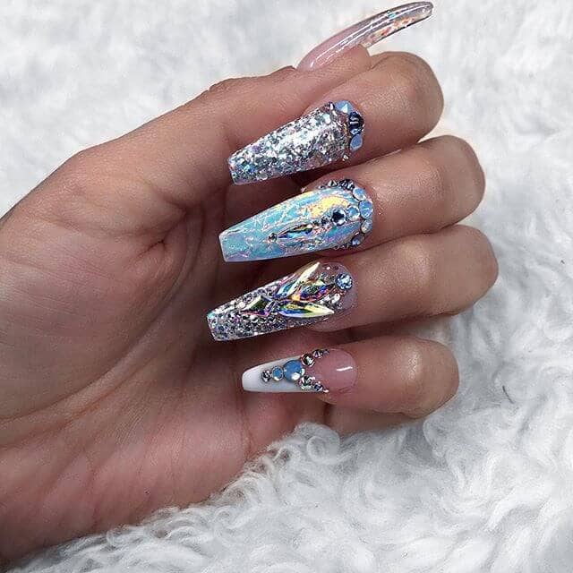 50 Classy Nail Design with Diamonds that will Steal the Show [2020]