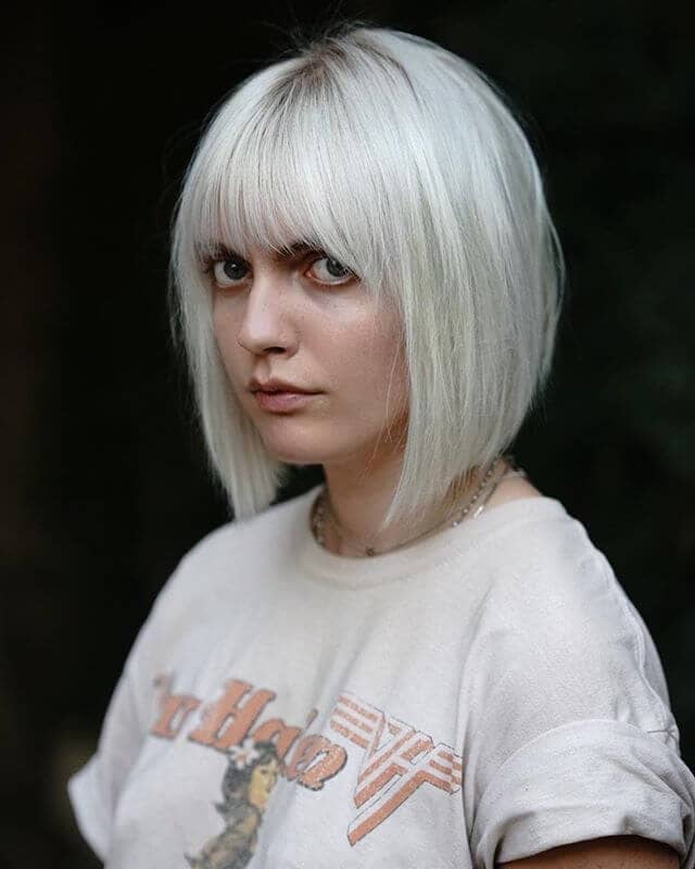 Daring Stark White Bob and Bangs