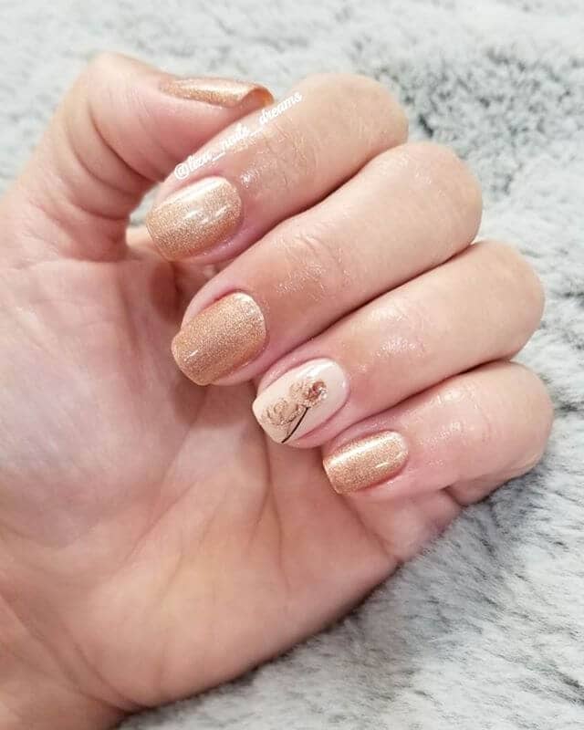 Nude Base Coat with a Subtle Romantic Touch of Gold