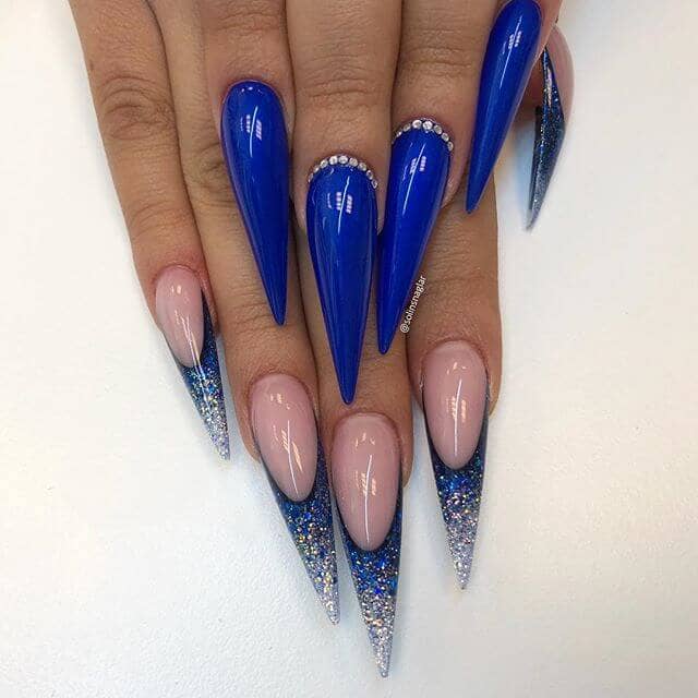 Mix-and-Match Sapphire Stunner Stiletto Nail Art