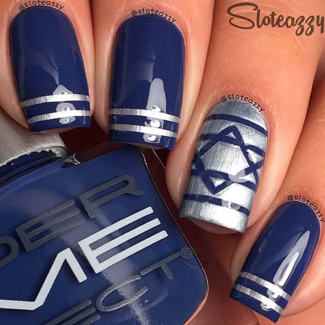 Blue and Silver Six-Pointed Star Design