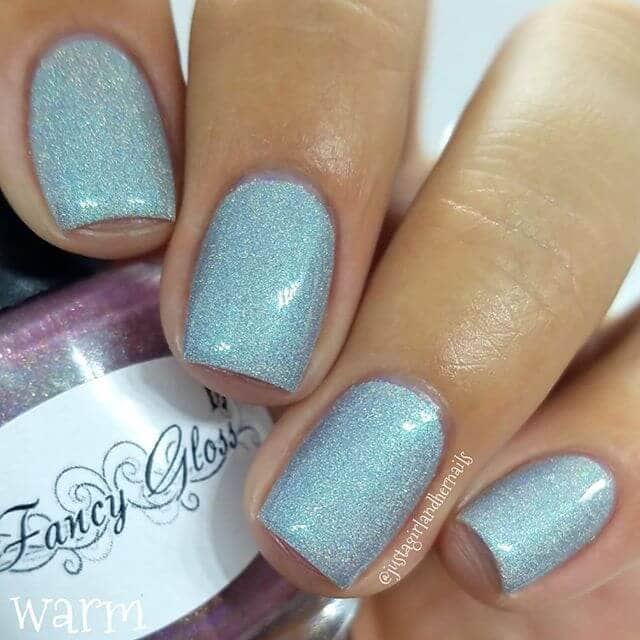 Sweet Silvery Blue Glitter Art Nails