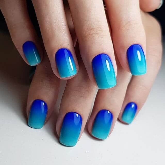 Perfect Ombre Natural Blue Nail Art