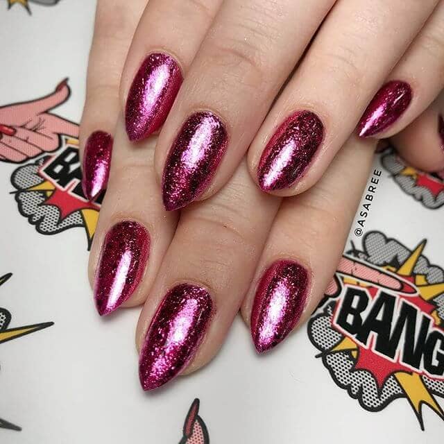 Disco Diva Burgundy Matte Nails