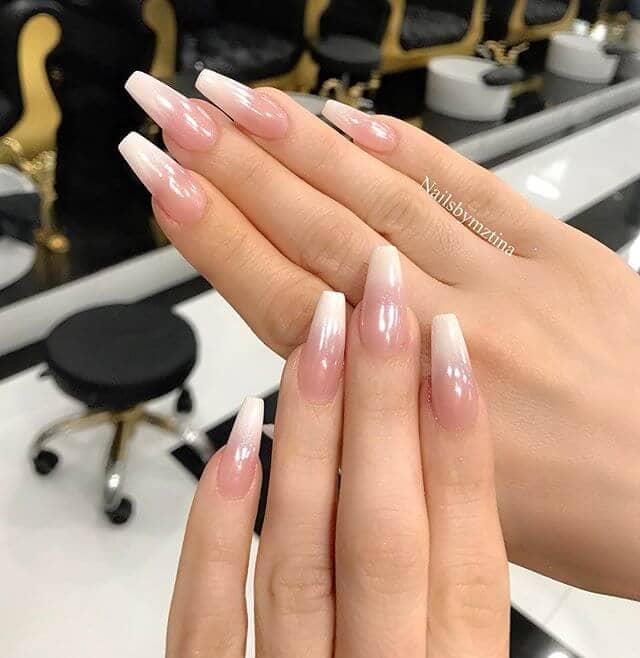 Traditionally Classy and Cute White Ombre Nails