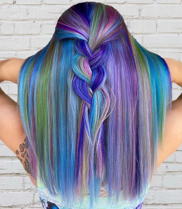 Cool Blue, Green, and Purple Hairdo
