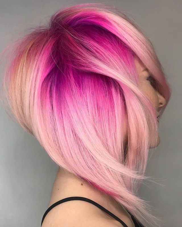 Fuchsia Peekaboo Roots on Platinum Blond