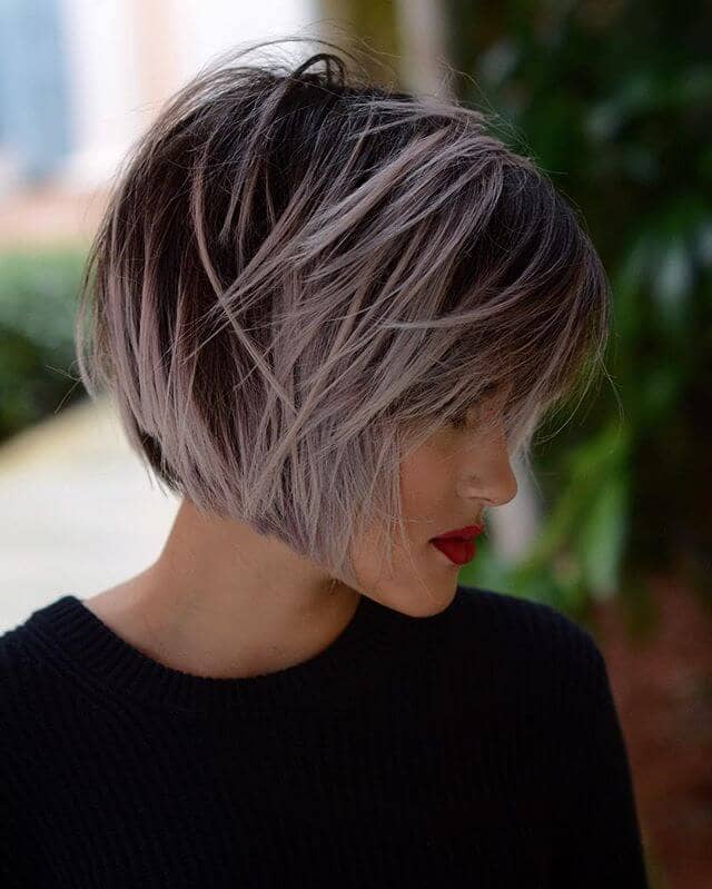 Sleek Chin-length Angled Shag Bob