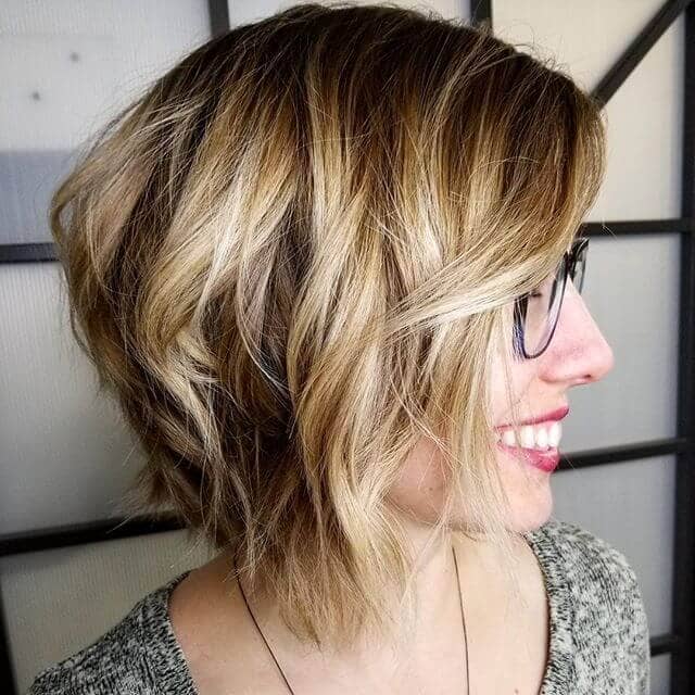  Angled Blond Bob with Chunky Shag Layers