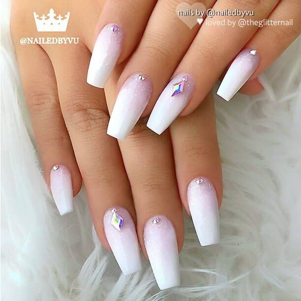 Fairy Tale Sparkling White Nail Art