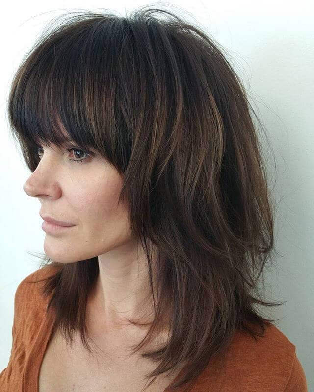 Simple Razor-cut Bangs and Shoulder-length Shag