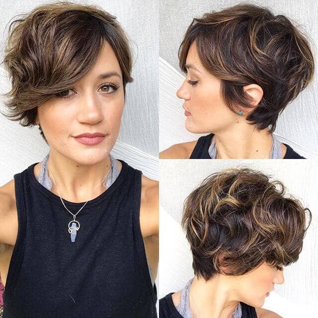 Cute Side-swept and Highlighted Shaggy Pixie