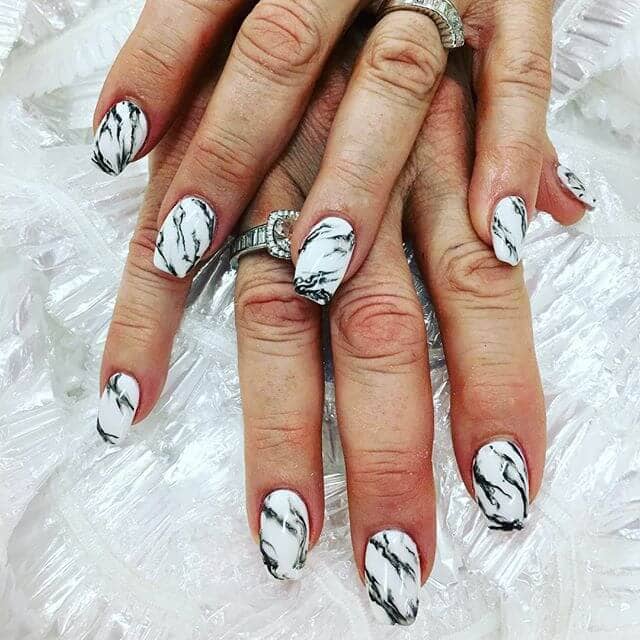 Abstract Nails: Black and White Marbled Nail