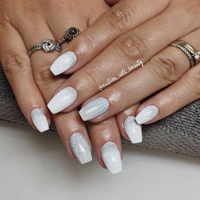 Sparkling White Glitter Nail, Press on Nails