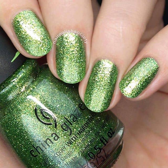 Nail Design Idea: Green Goddess Holographic Glitter Nails by Nail Artist