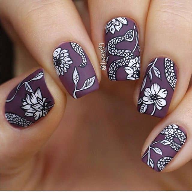 Artistic Black and White on Matte Plum