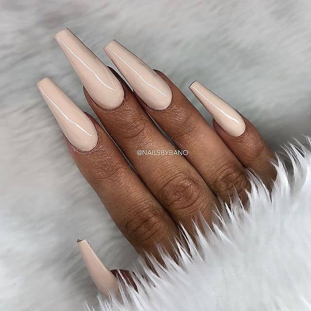 Nail Art: Pale Pink Tapered Stiletto Nails with Ballerina Tips