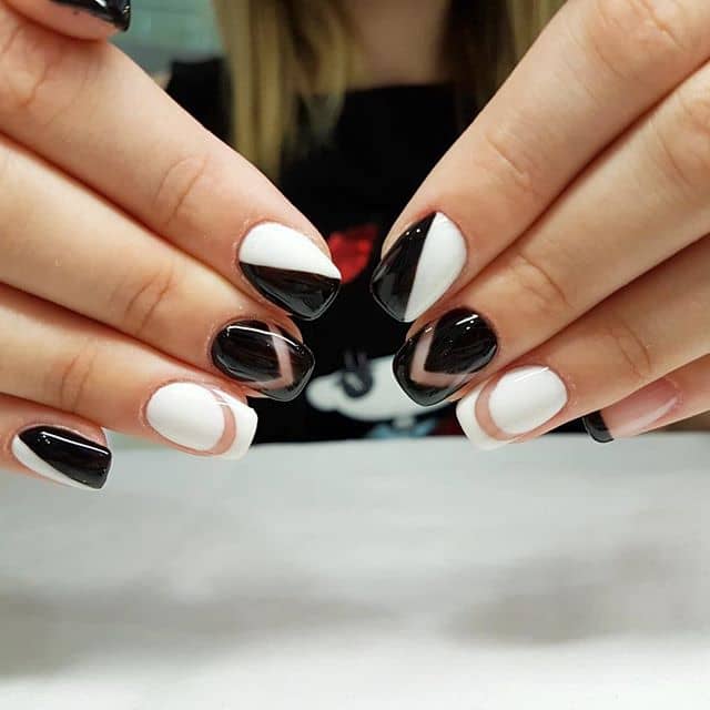 Cool Edgy Black and White Color Blocking by Nail Artist