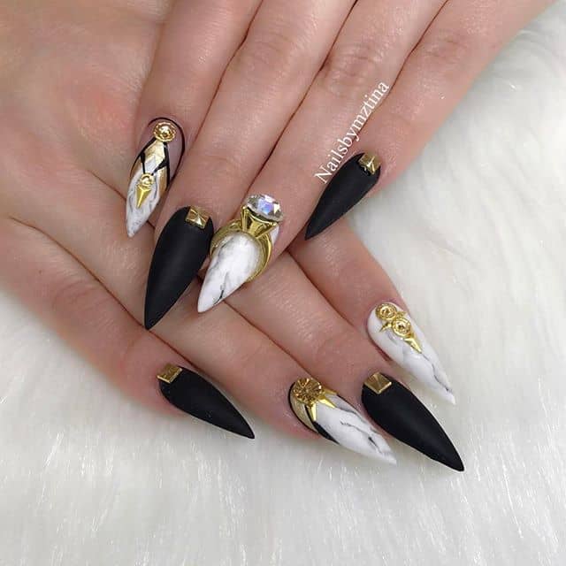 Dazzling Dark Witch Stiletto Nails