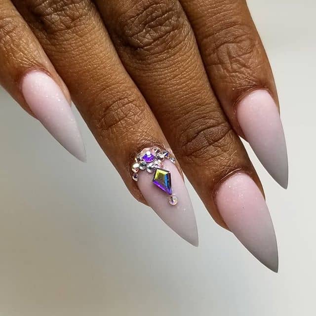 Nail Art: Pretty, Pretty Princess with Jewel Accents Stiletto Nails