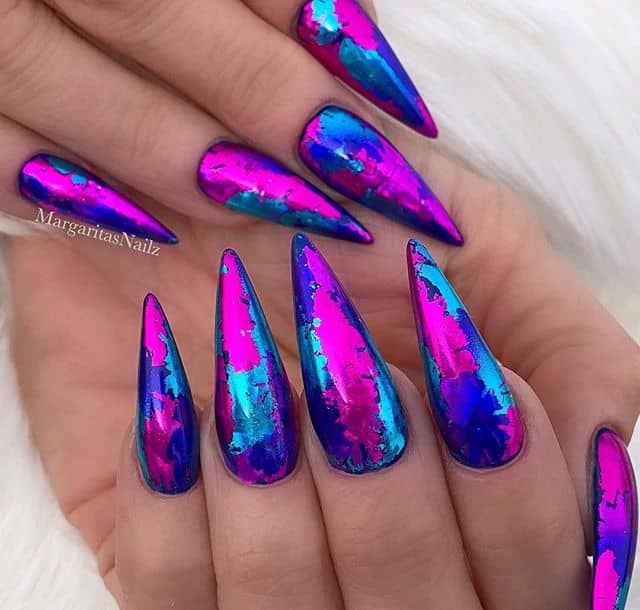 Acrylic Nails Pink Blue And Purple - Nail and Manicure Trends