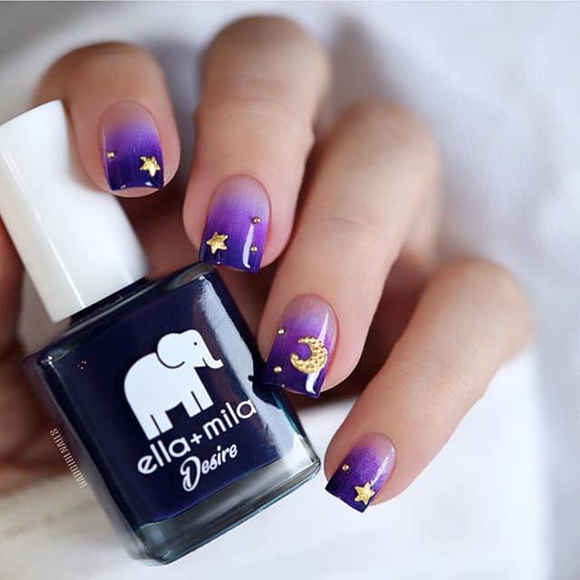 Cute Gold Stars over Purple Ombre Sky