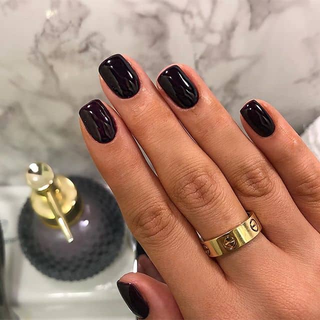 Design for Short Nails: Sleek and Simple Dark Polish Mani