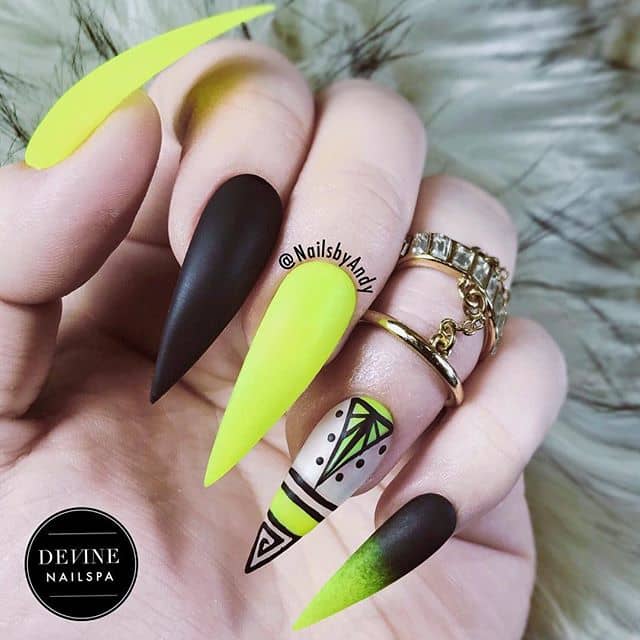 Artsy Matte Black Stiletto Nails