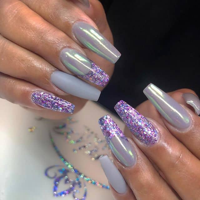 Multi-Textured and Colored Purple Nail Ideas