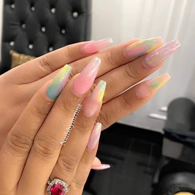 Pastel Milk Glass Stiletto Nails