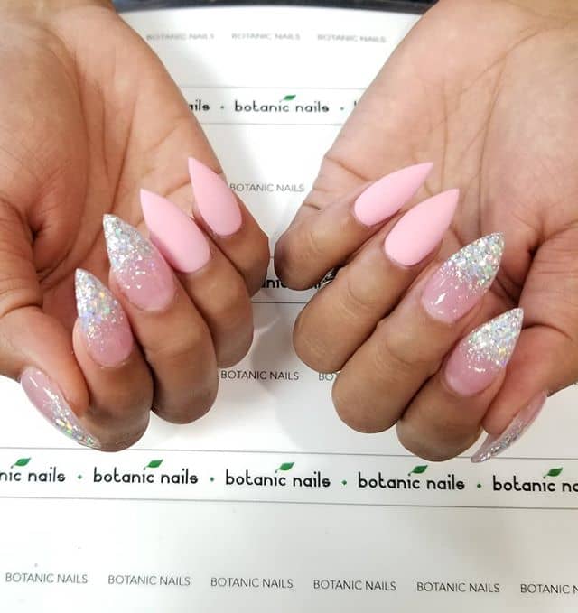 Baby Doll Pink with Fairy Dust Stiletto Nails