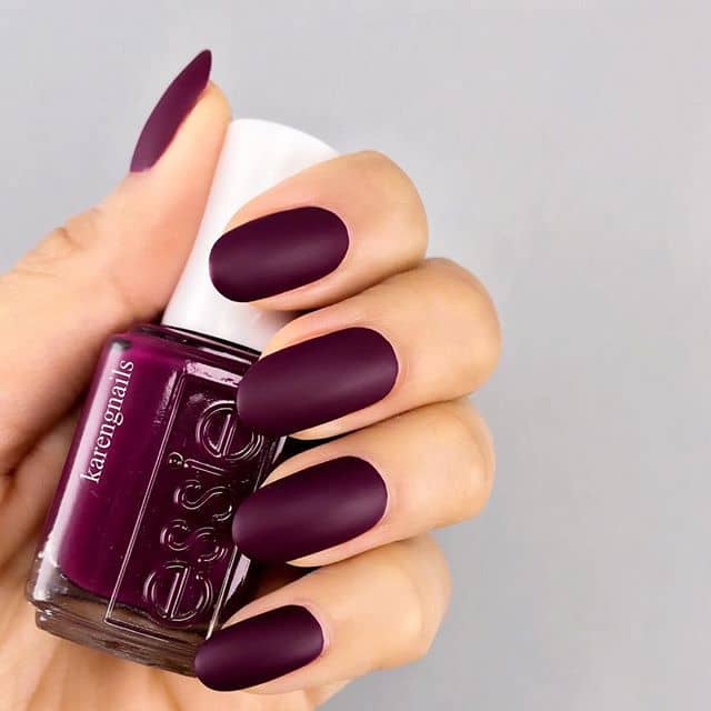 Round Nails with a Matte Plum Coloration