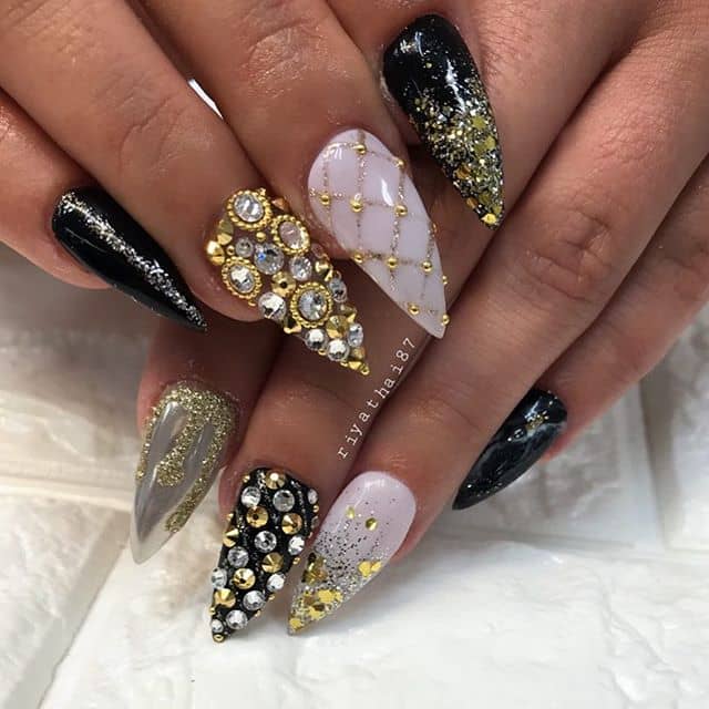 Fancy All-Over Gemstone Nail Art