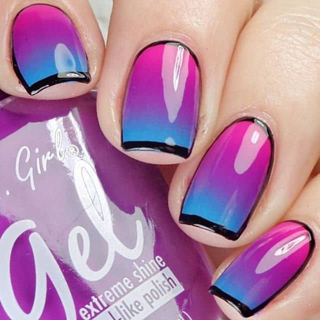 Ultra-Glossy Ombre with a Bold Black Outline
