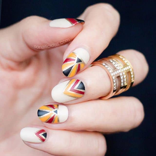 Design for Short Nails: Elegantly Regal Bold Geometric Nail Art