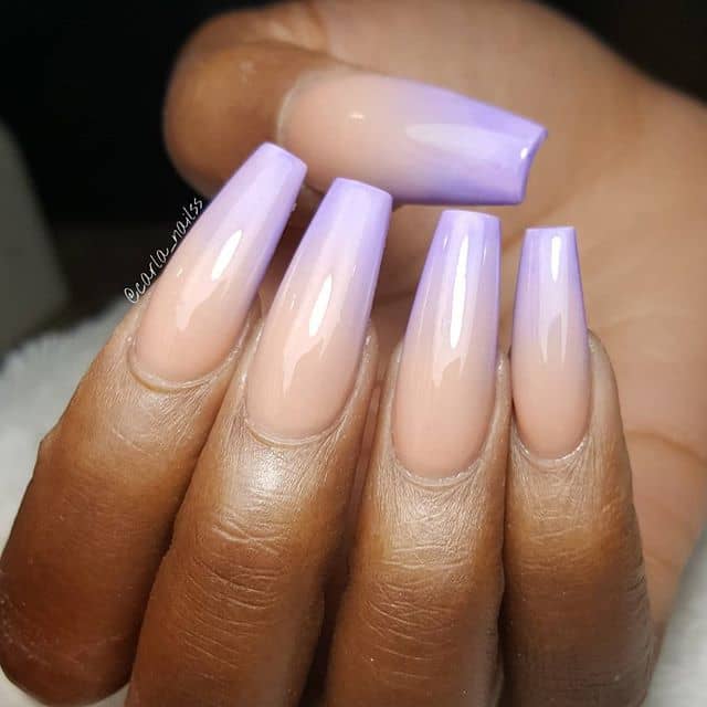 Ombred Peach-to-Light Purple Nails