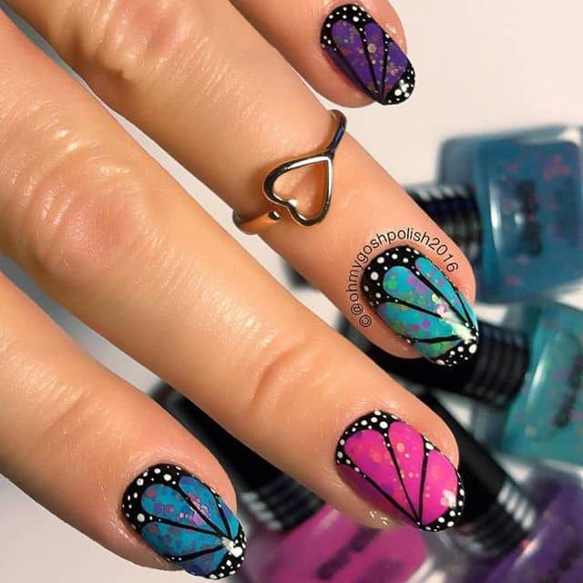 Design for Short Nails: Eye-Catching Delicate Butterfly Wing Inspired Nail Design