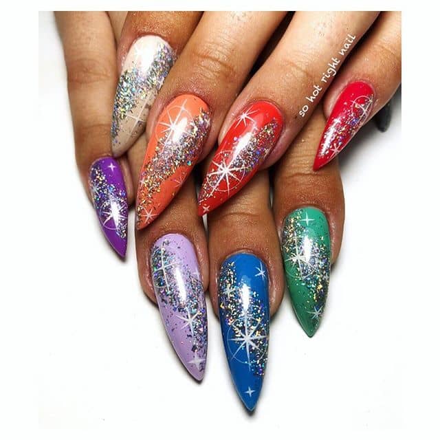 Hot and Cold Nails with Glitter Slicks